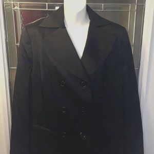 Womens Evelyn Black Double-Breasted Goth Overcoat SZ 14 Originally $700